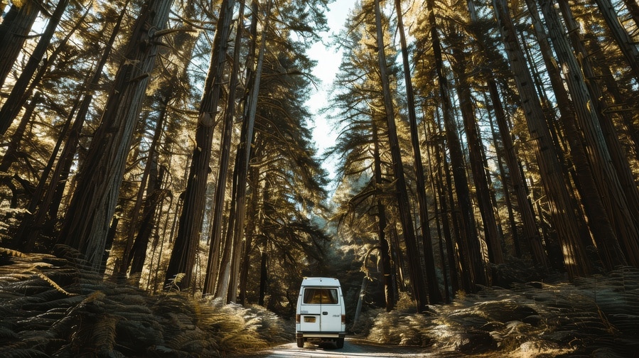 Camping car dans un bois